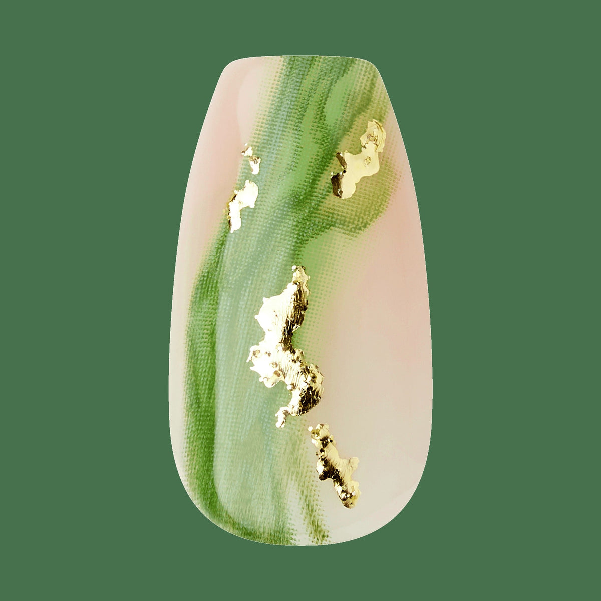 Impress Design No Glue Fake Press On Nails - Ballerina | French Design, Green, Medium, Coffin, Manicure