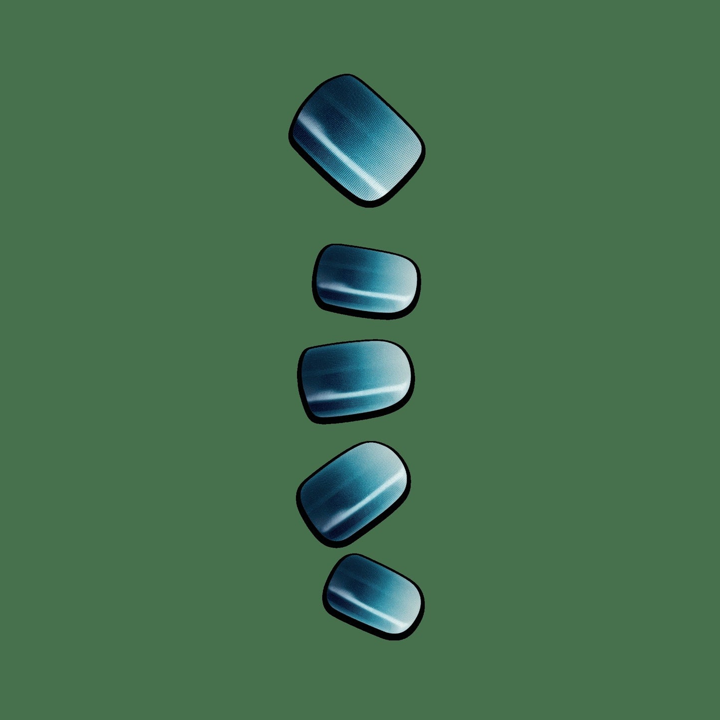 Impress Color No Glue Fake Press On Nails - Velvet Breeze | Design, Blue, Short, Squoval, Manicure