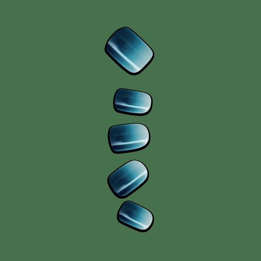 Impress Color No Glue Fake Press On Nails - Velvet Breeze | Design, Blue, Short, Squoval, Manicure
