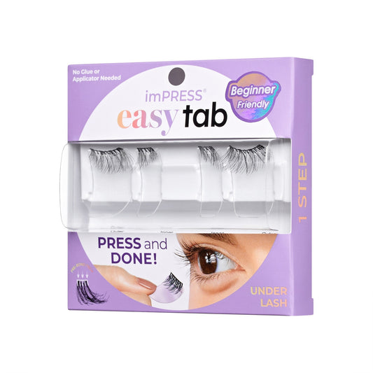 Impress Falsies easy tab Pre-Glued False Eyelashes - Black Wispy | 1 Pair of Half Lash & 2 Lash Clusters, 5mm-11mm