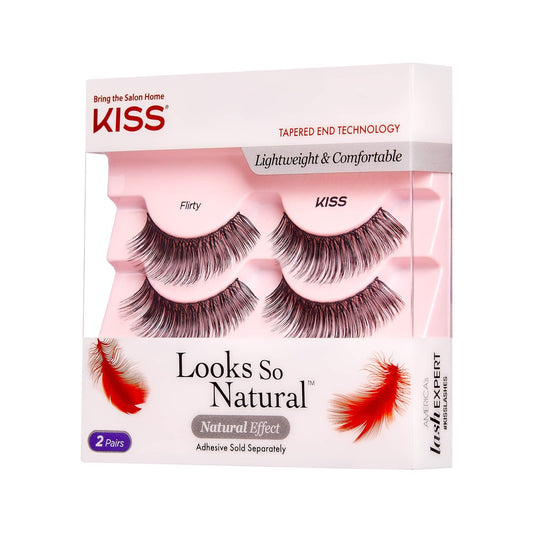 Kiss Looks So Natural False Eyelashes Double Pack - Flirty | 2 Pairs, Strip Lashes, 14mm
