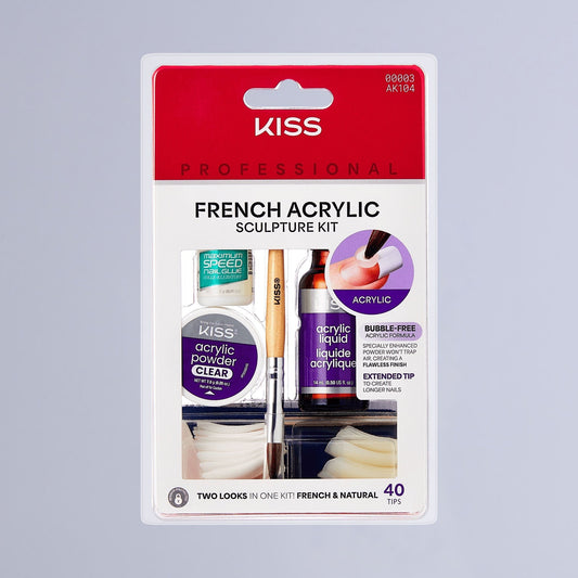 Kiss French Acrylic Sculpture Kit System | 20 French & 20 Natural Acrylic Tips, Starter Kit