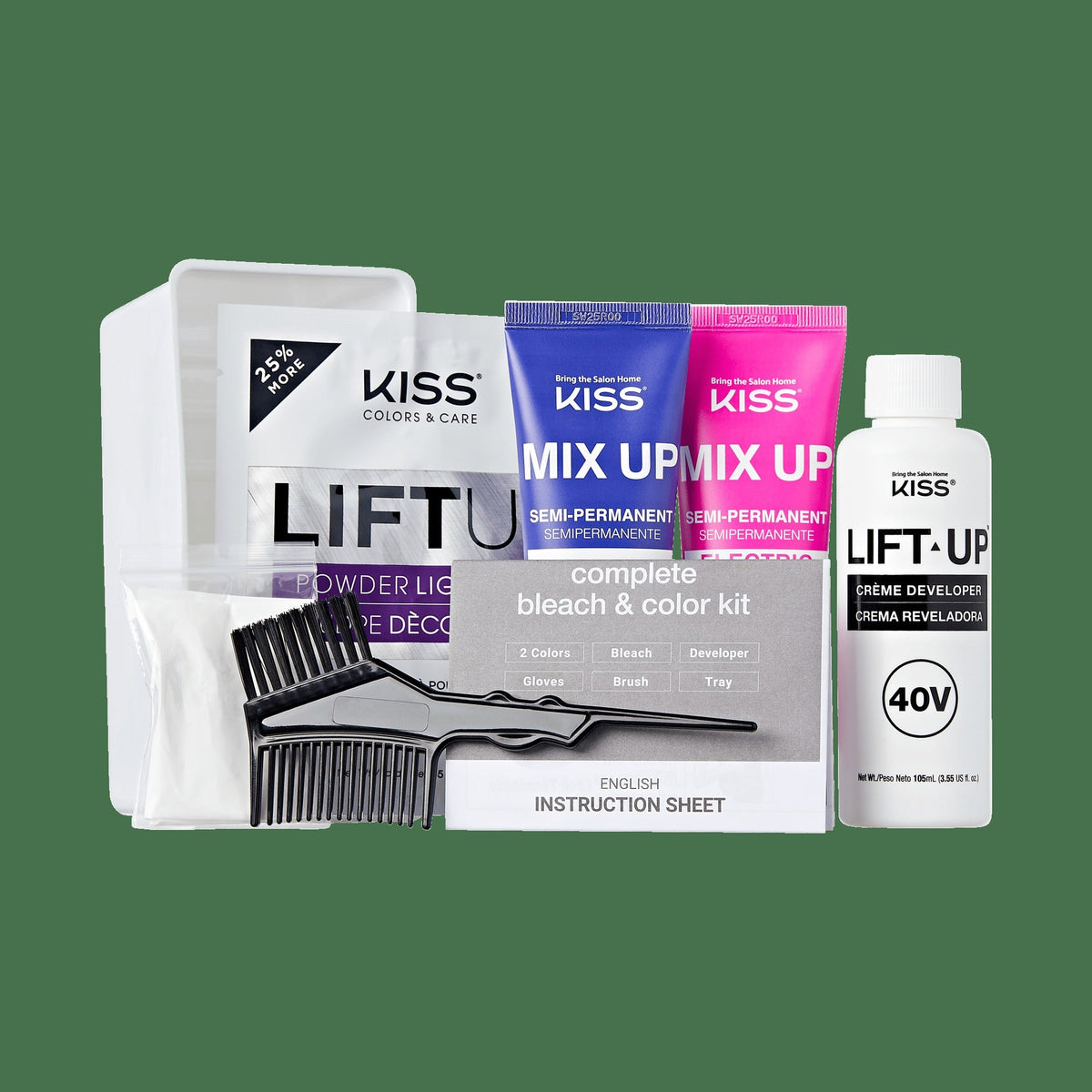 Kiss Mix Up Complete Hair Color Kit - Electric Pink & Amethyst | Hair Dye, Semi-Permanent Color, Hair Color