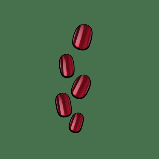 colorFX by Impress No Glue Fake Press On Nails - Hidden Gem | Solid, Red, Short, Oval, Manicure