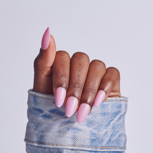 Kiss Core Color Press On Fake Glue Nails - Lilt | Solid, Pink, Medium, Almond