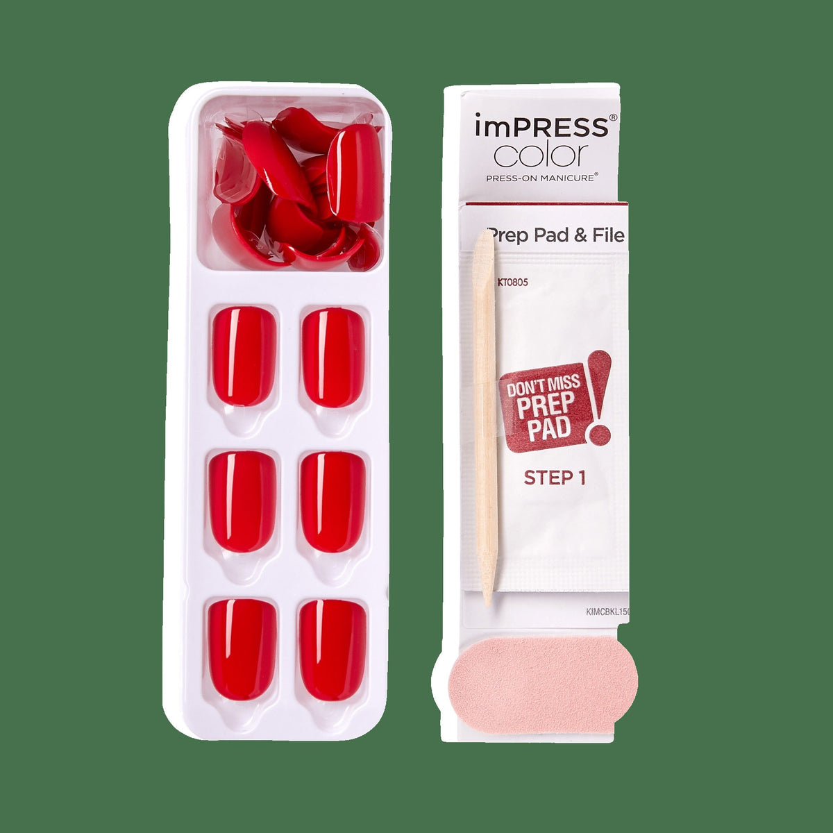 Impress Color No Glue Fake Press On Nails - Reddy or Not | Solid, Red, Short, Squoval, Manicure