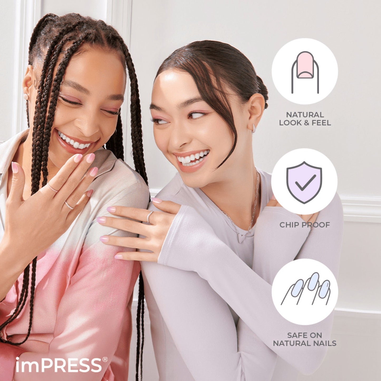 Impress Color No Glue Fake Press On Nails - Friendzone | Design, Purple, Short, Oval, Manicure