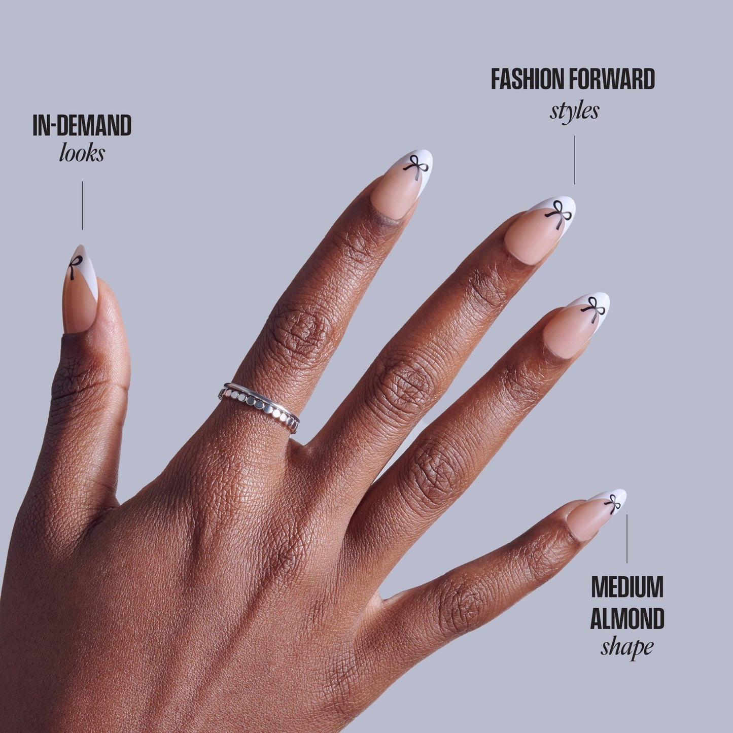 Kiss Core Design Press On Fake Glue Nails - Our Moment | French Tips, White, Medium, Almond