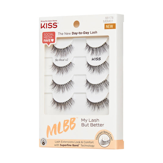 Kiss My Lash But Better False Eyelashes 4-Pair Multipack - So Real | 4 Pairs, Strip Lashes, 16mm