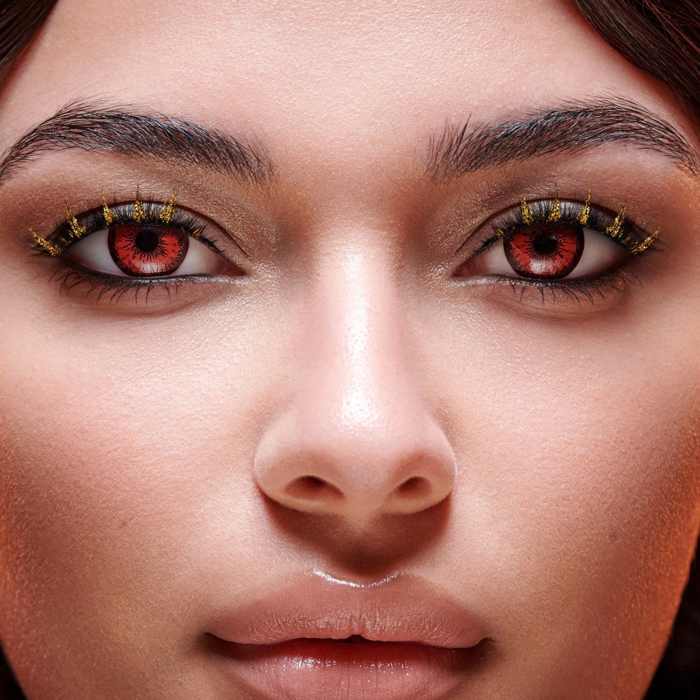 Kiss Halloween Decorated False Eyelashes & Gem Sticker - Golden Myth | 1 Pair, Strip Lashes, 7mm-12mm