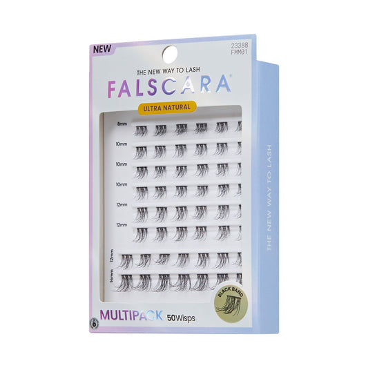 Falscara Ultra Natural Mega Multipack | DIY False Lash Extensions, Cluster Lash, Wispy Lashes, 50 Wisps, 8mm-14mm