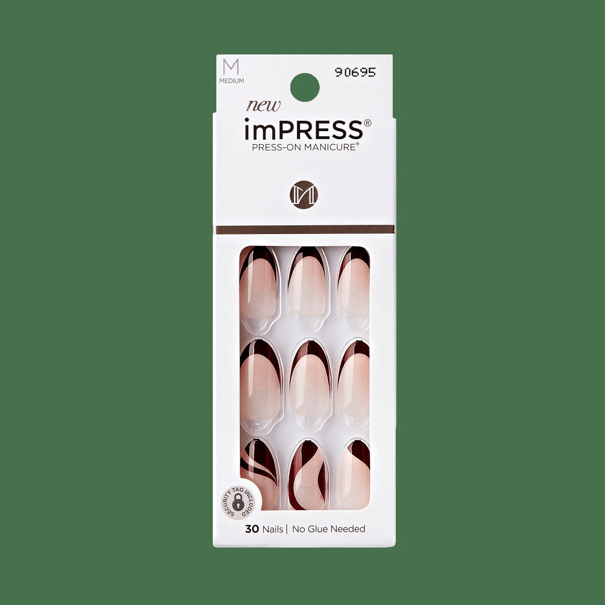 Impress Design No Glue Fake Press On Nails - Vision | French Design, Red, Medium, Almond, Manicure