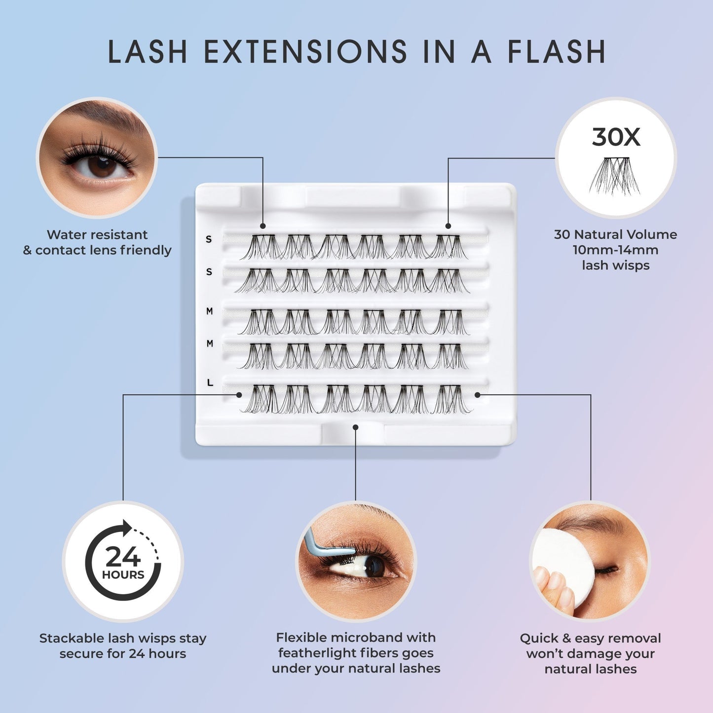 Falscara Wisps Multipack - Natural Wispy | DIY False Lash Extensions, Natural, Cluster Lash, Wispy Lashes, 30 Wisps, 10mm-14mm