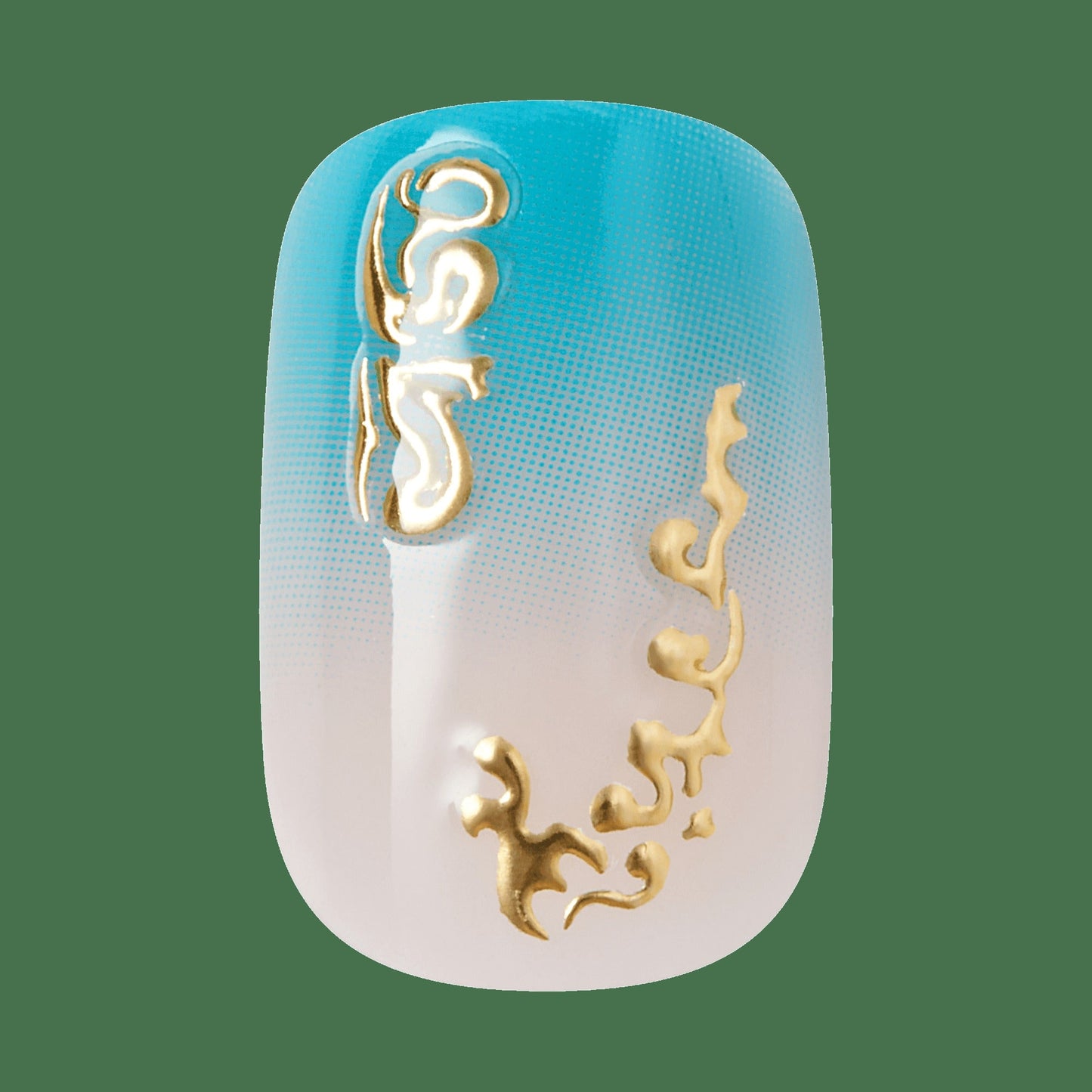 Kiss Glam Jeweled Press On Fake Glue Nails - Hello Sunshine | 3D & Jewel Design, Blue & White, Short, Squoval