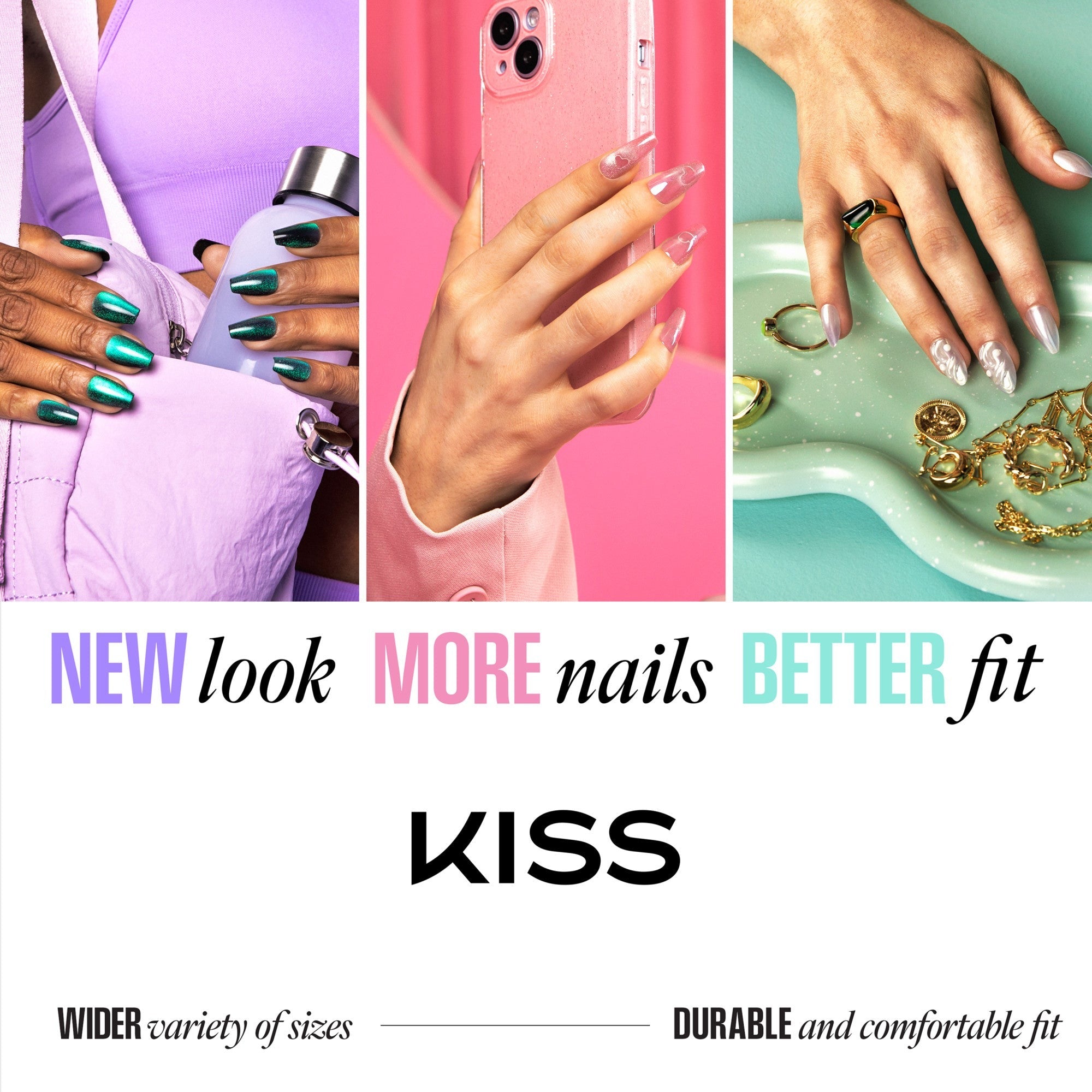 Kiss Core Design Press On Fake Glue Nails - Salted Caramel Crush | Design, Red, Medium, Almond
