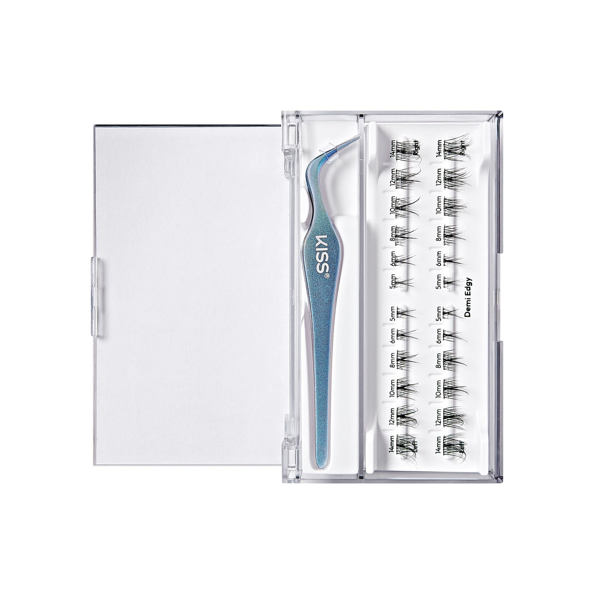Impress Falsies Long Lasting Pre-Glued False Eyelashes Starter Kit - Demi Edgy | 24 Lash Clusters, With Applicator, Up To 5 Day Wear, 5mm-14mm