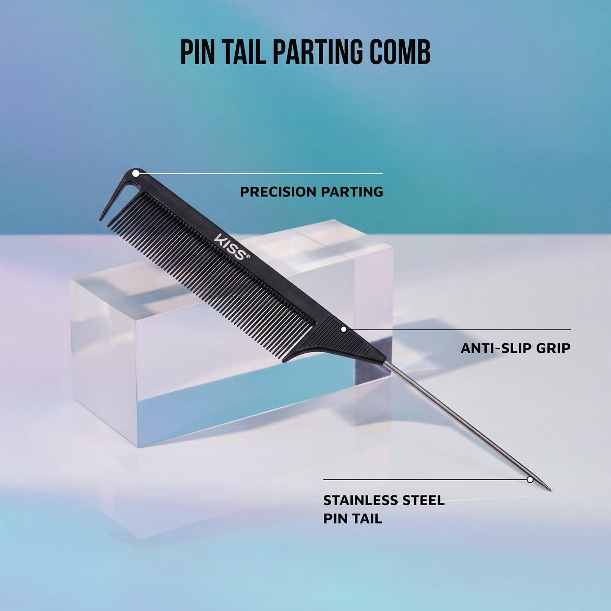 Kiss Colors & Care Pin Tail Parting Comb | Parting Comb , Rat Tail Comb, Heat Resistant