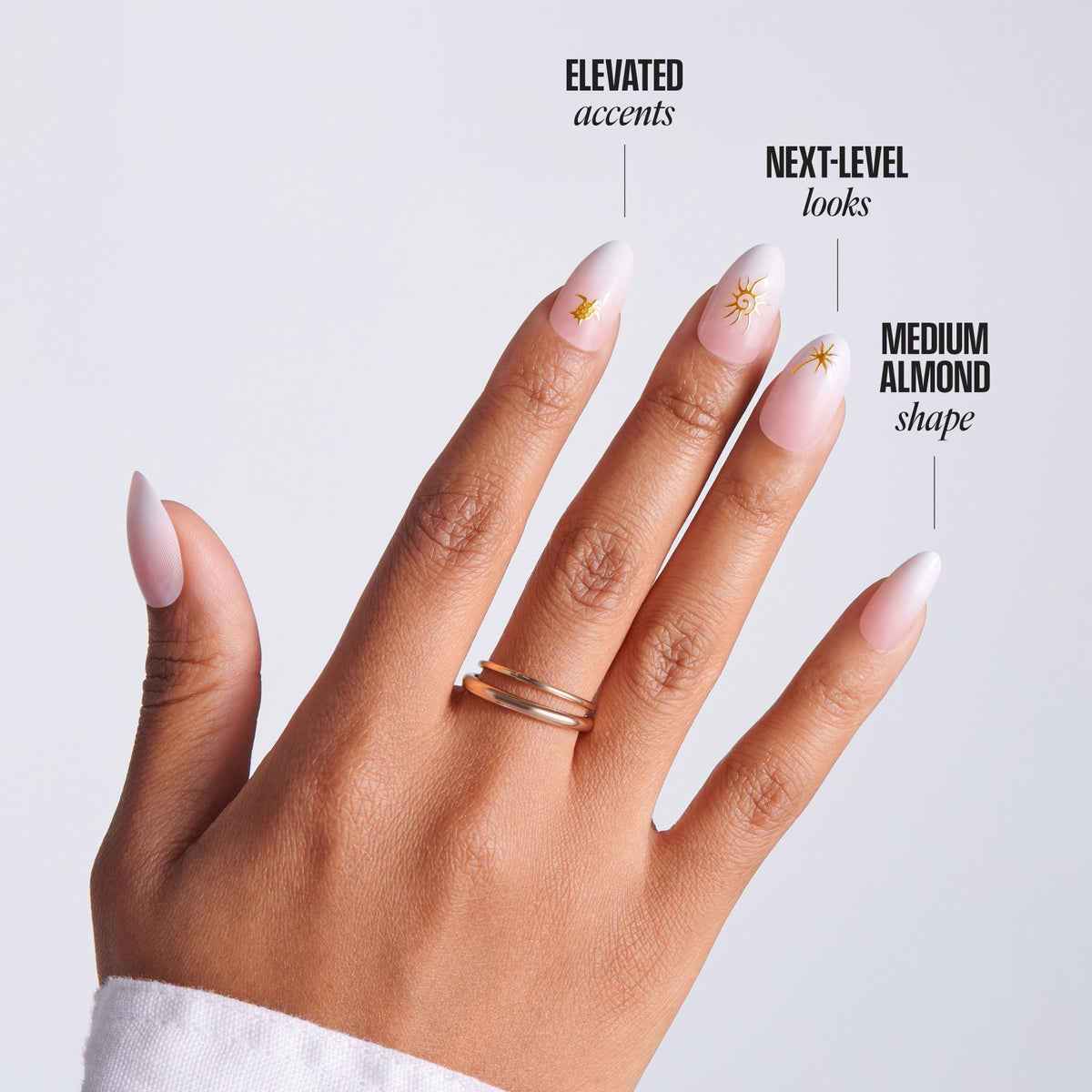 Kiss Glam Jeweled Press On Fake Glue Nails - Ocean Air, Salty Hair | 3D & Jewel Design, Pink, Medium, Almond