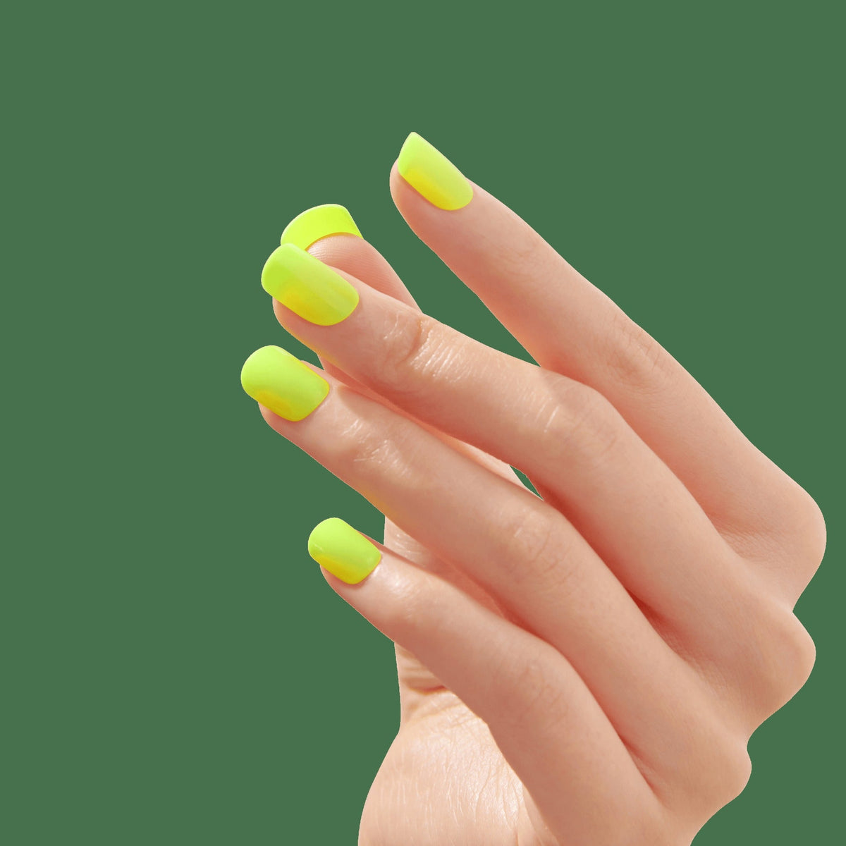 Impress Color No Glue Fake Press On Nails - Brillix | Solid, Yellow, Short, Squoval, Manicure