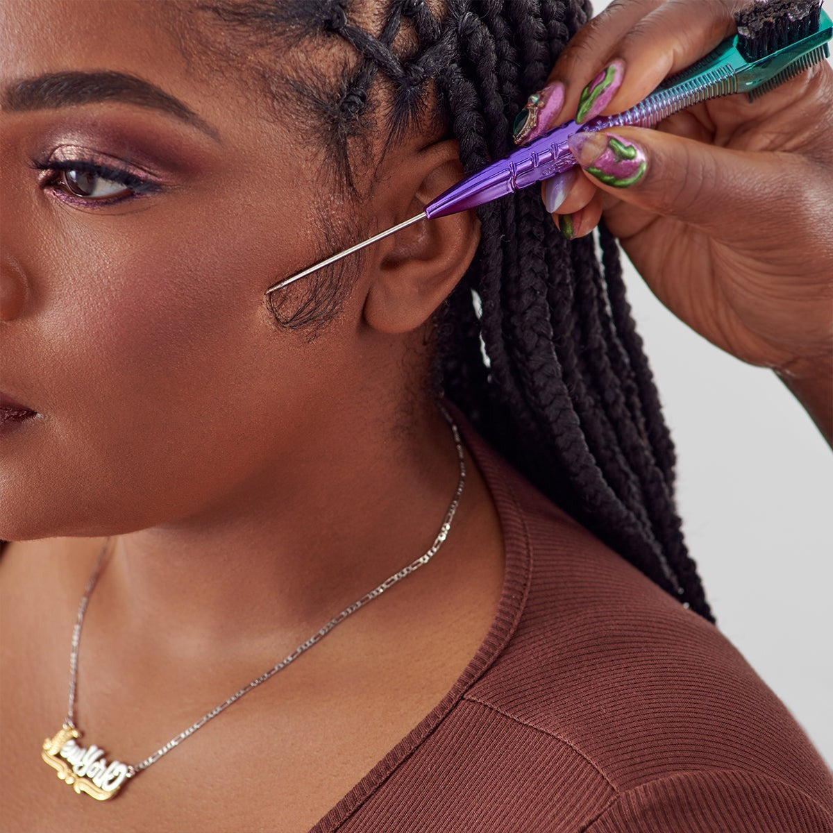 Kiss Colors & Care Ombre Chrome 3-in-1 Edge Boar Bristle Brush | Edge Styling Brush, Baby Hair Brush, Edge Control Brush, Parting Comb