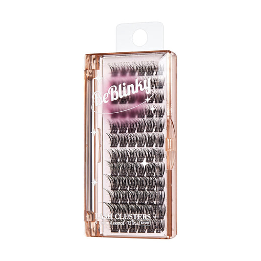 BeBlinky False Eyelashes, Wide Band - Wispy | 72 Clusters, Cluster Lashes, 9mm- 16mm