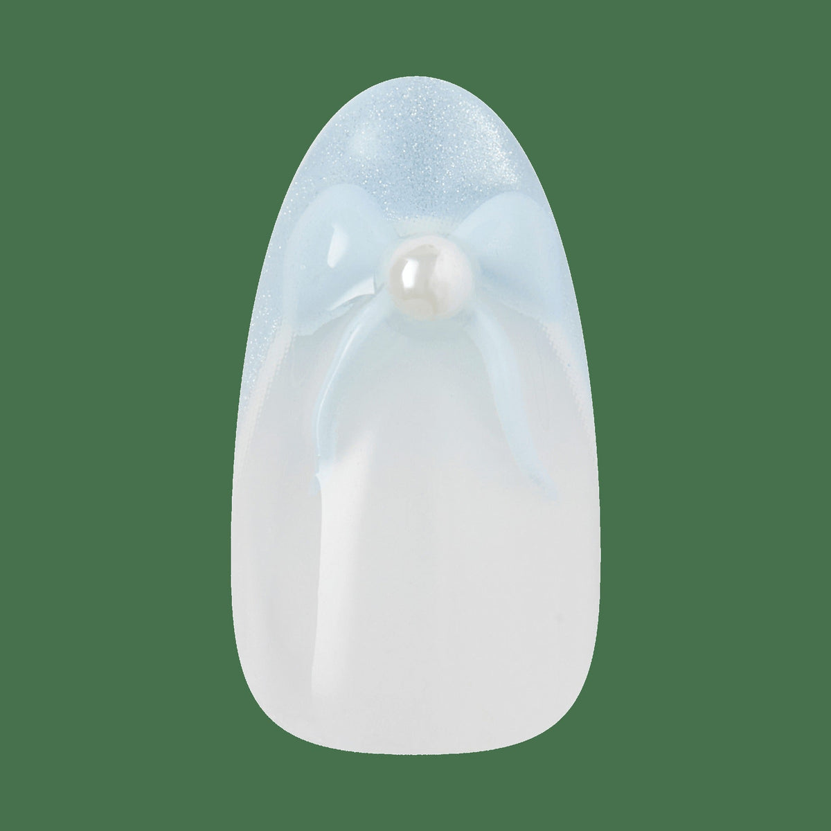 Kiss Nail Drip Press On Fake Glue Nails - Playful Drift | 3D & Jewel French Design, Blue, Medium, Almond