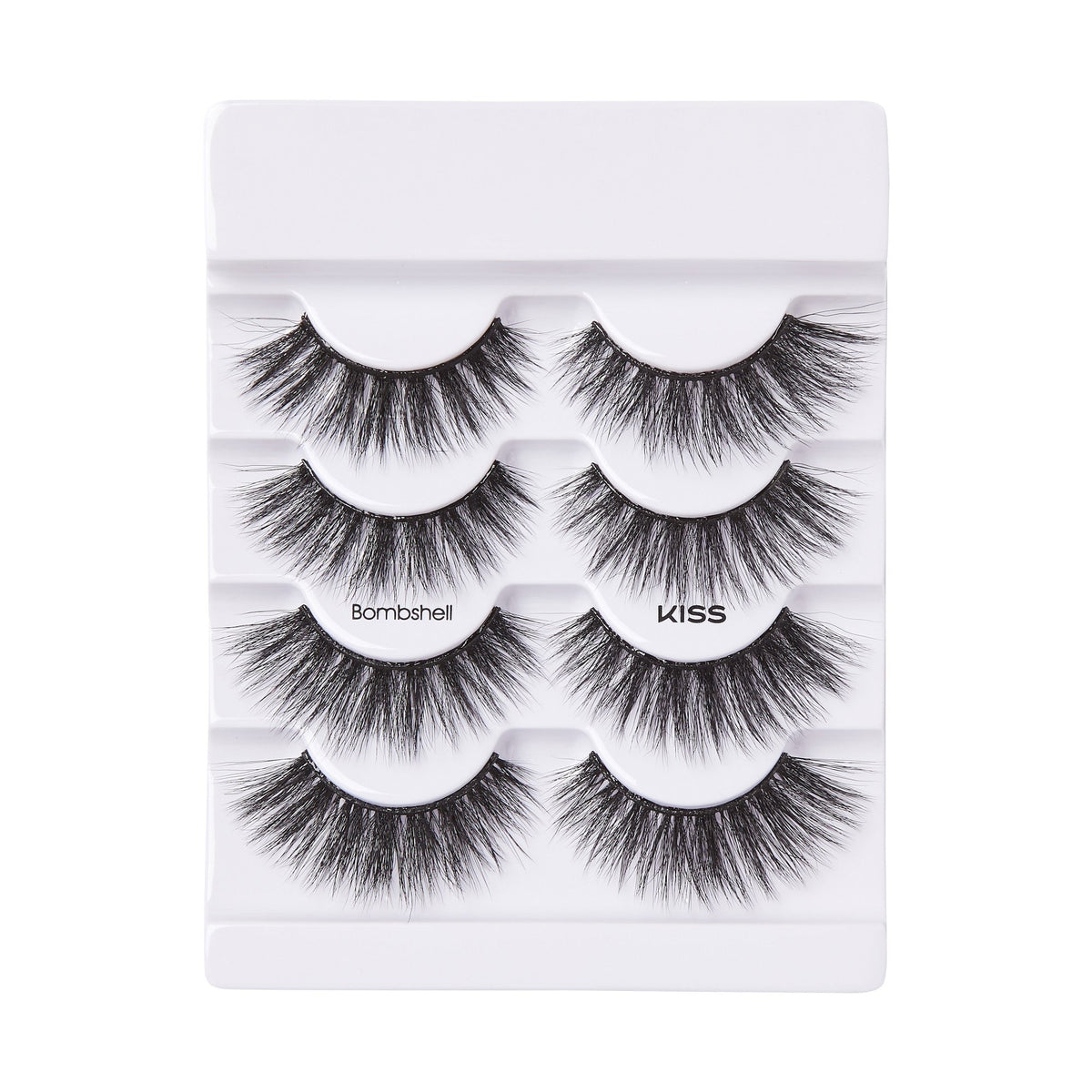 Kiss Lash Couture Triple Push-Up False Eyelashes - Bombshell | 4 Pairs, Strip Lashes, 14mm