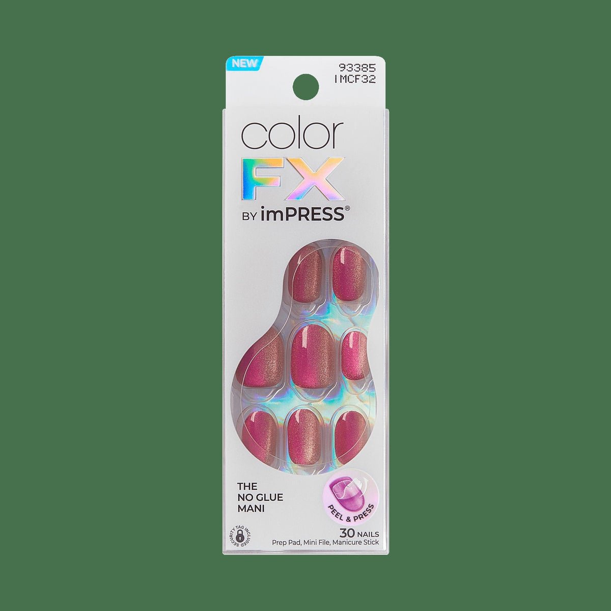 colorFX by Impress No Glue Fake Press On Nails - Walk Out | Solid, Pink, Short, Oval, Manicure