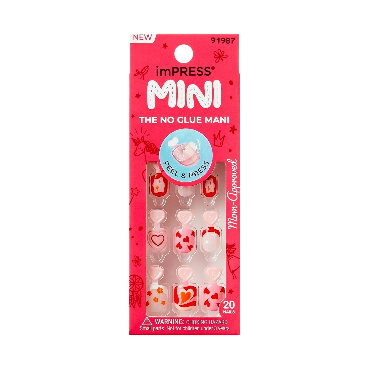 Impress Kids No Glue Fake Press On Nails - Playground | Design, Red, Kids, Squoval, Manicure