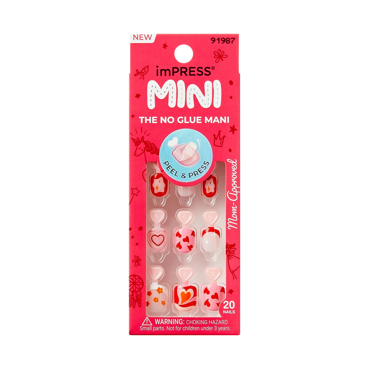 Impress Kids No Glue Fake Press On Nails - Playground | Design, Red, Kids, Squoval, Manicure
