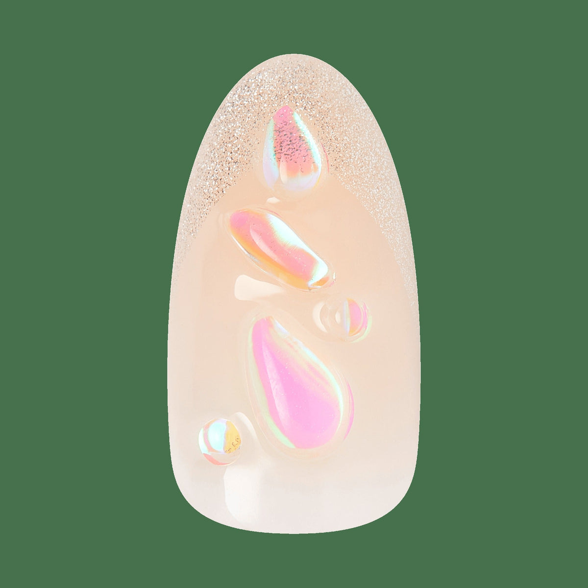 Kiss Nail Drip Press On Fake Glue Nails - Vivid | 3D & Jewel Design, Pink, Medium, Almond