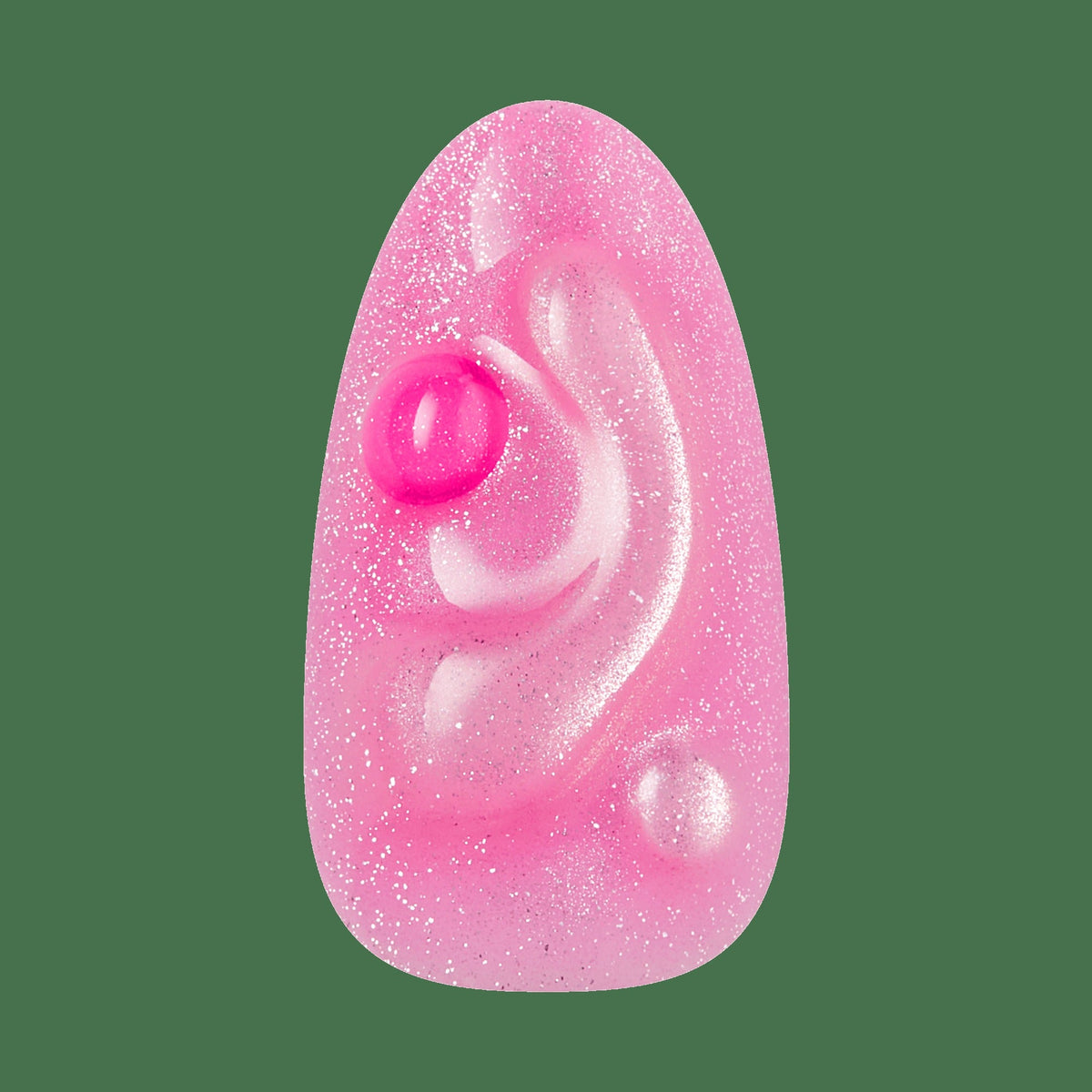 Kiss Nail Drip Press On Fake Glue Nails - Cheerful Meadow | 3D & Jewel Design, Pink, Medium, Almond