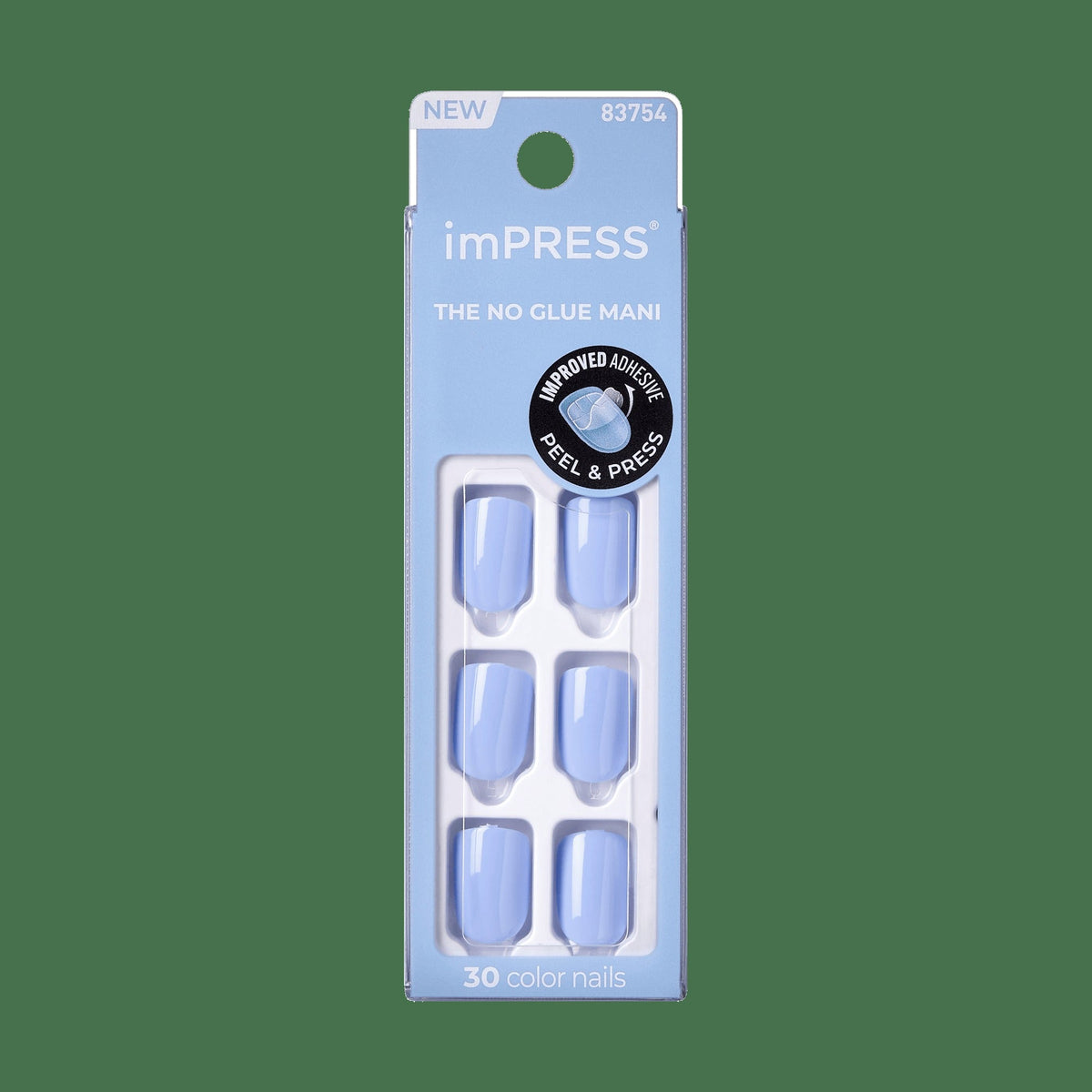 Impress Color No Glue Fake Press On Nails - Baby Why So Blue | Solid, Blue, Short, Squoval, Manicure