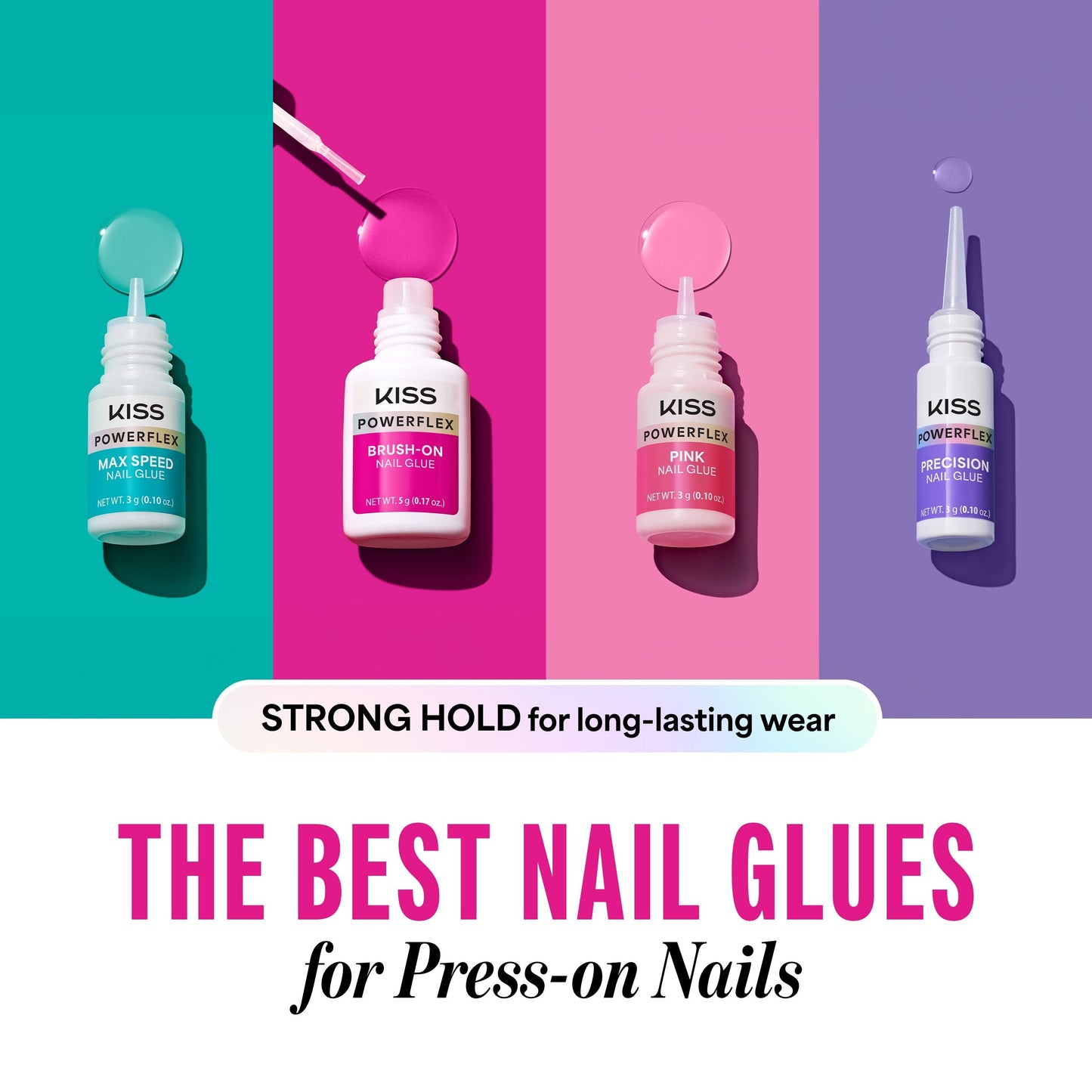 Kiss PowerFlex Brush-On Fake Nail Glue - 0.17 oz. | Nail Adhesive, Press-On Glue, Applies Like Polish, Lasting Wear
