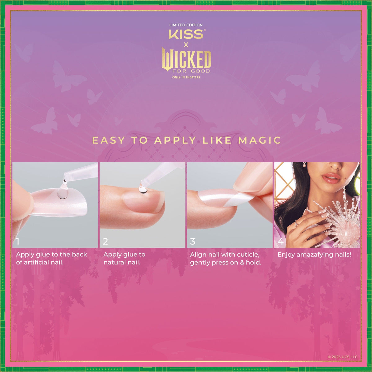 Kiss X WICKED: FOR GOOD | Glow With Glinda | Design, Purple, Short, Oval