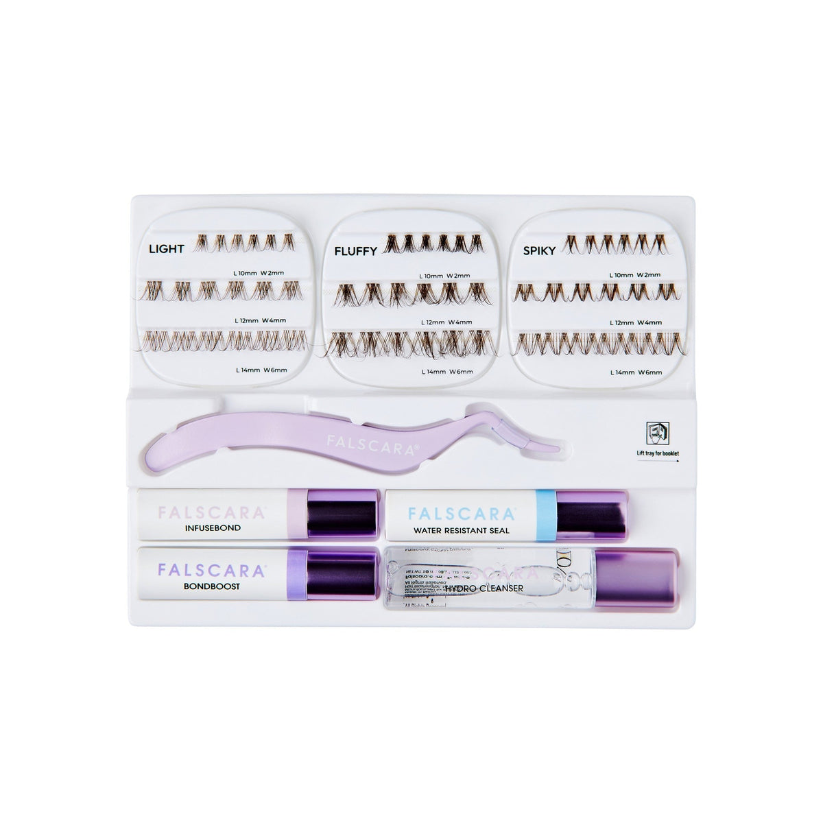 Falscara Studio Lash Extension Kit - Dark Chocolate Volume | DIY False Lash Extensions, Full Glam, Cluster Lash, Wispy Lashes, 54 Wisps, 10mm-14mm