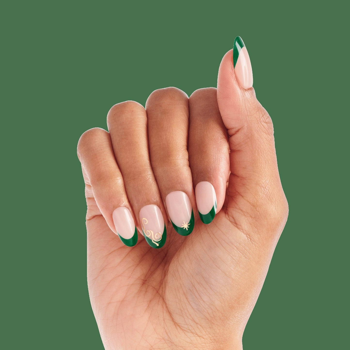 WICKED X Impress | Always Been Green | French Design, Green, Medium, Oval, Manicure