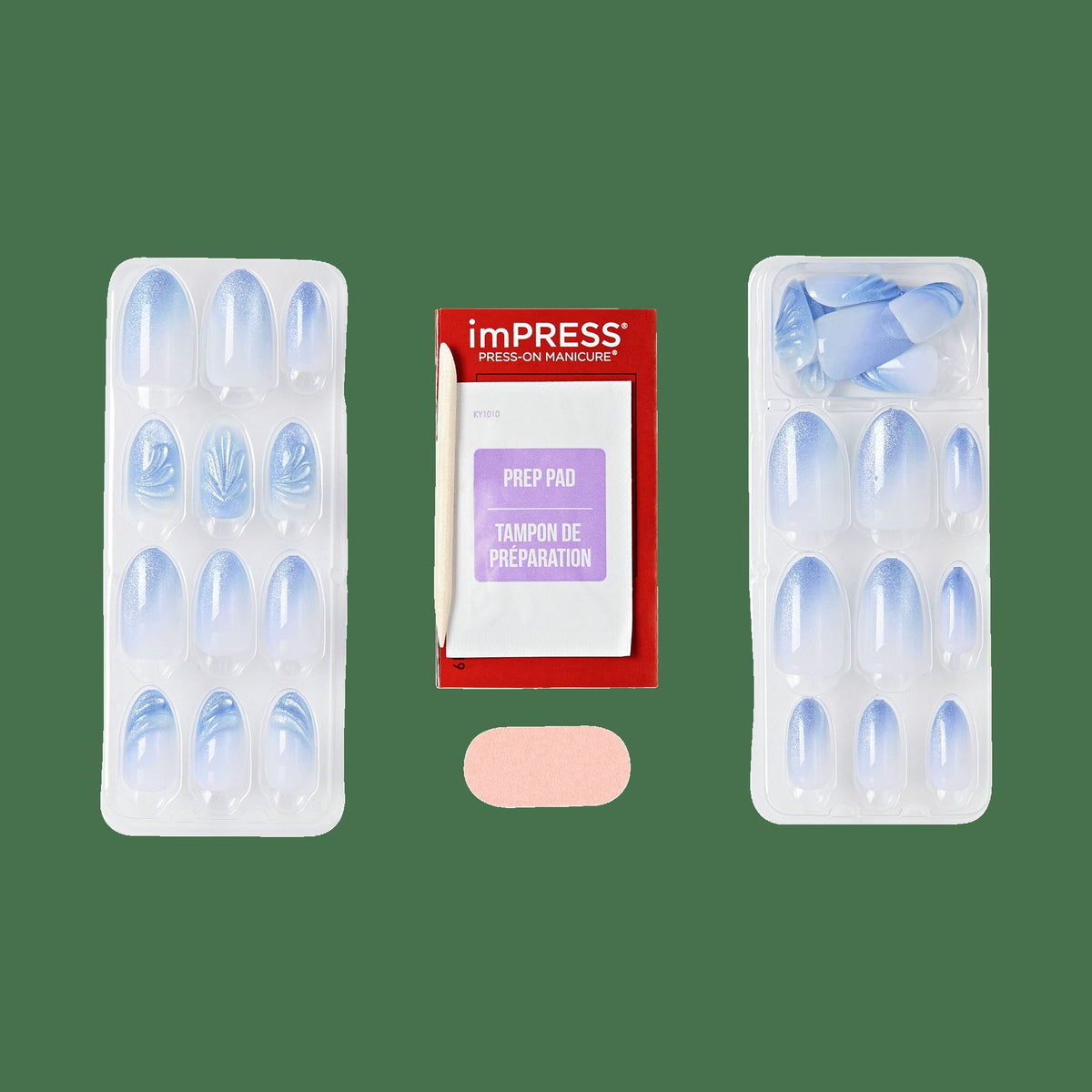 Impress Design No Glue Fake Press On Nails - Ciel | Design, Blue, Medium, Almond, Manicure