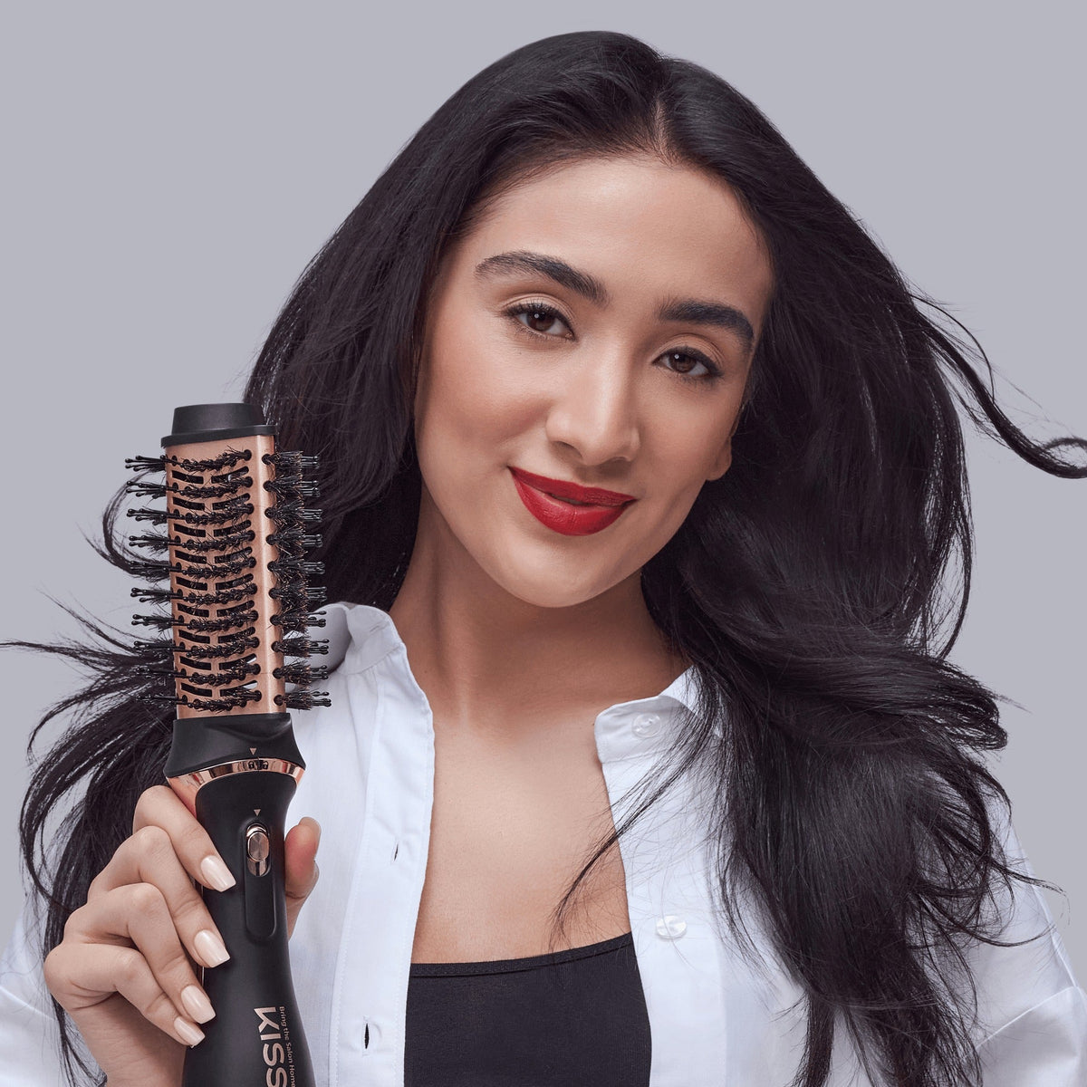 Kiss Volume & Style Boosting 2-in-1 Air Brush | Hair Straightener, Hair Tools