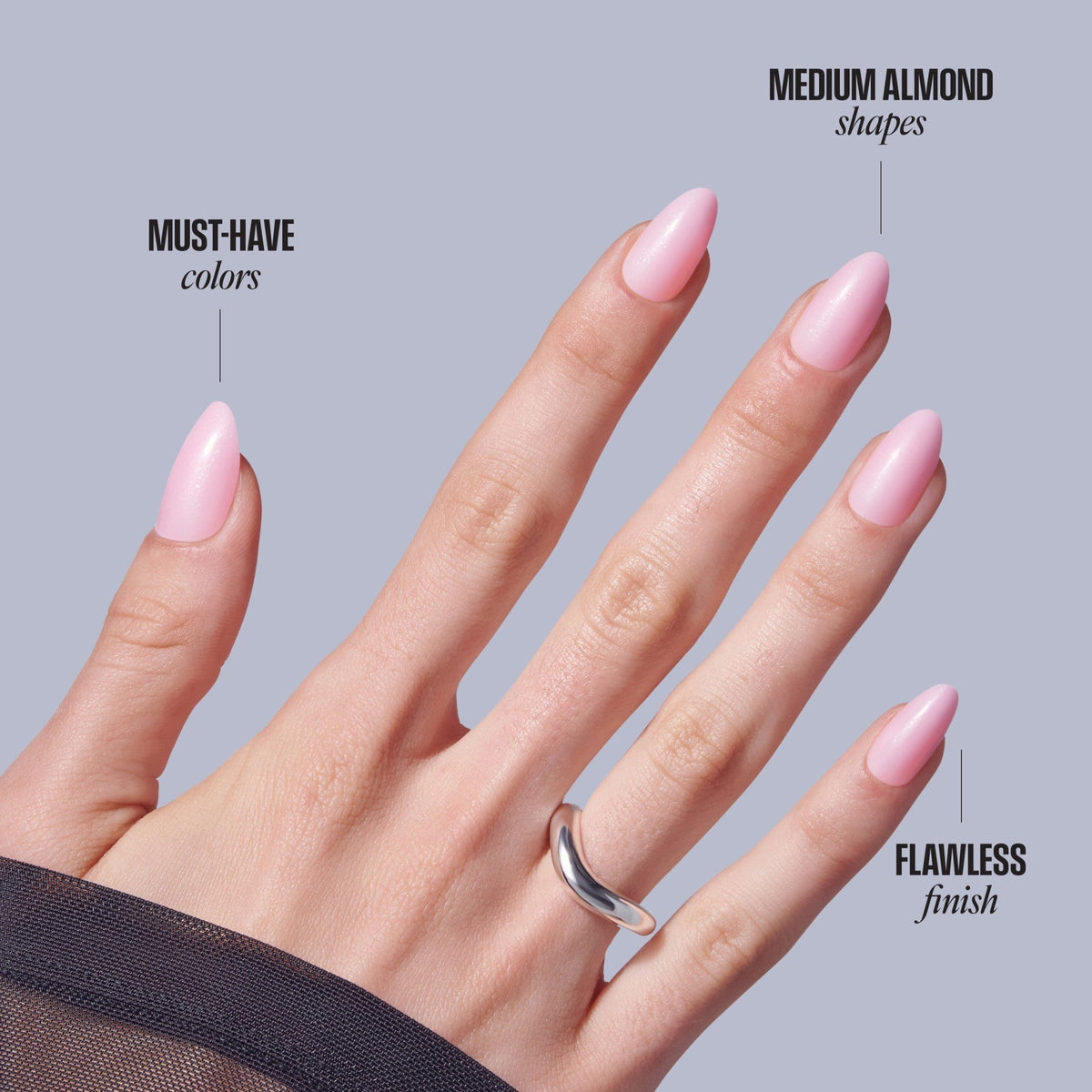 Kiss Core Color Press On Fake Glue Nails - Lilt | Solid, Pink, Medium, Almond