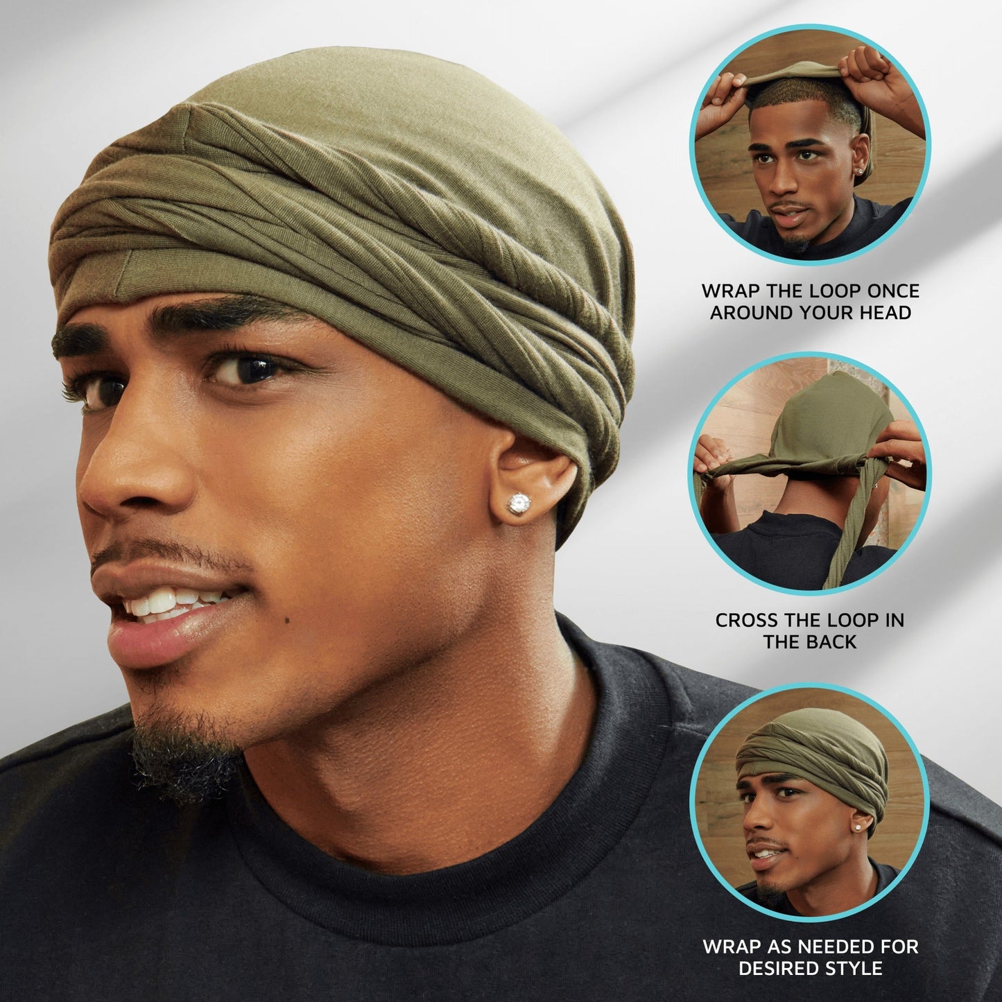 Kiss Colors & Care Premium Satin-Lined Halo Turban & 2 Wave Caps - Black | Wave Cap, Stocking Cap, One Size, Hair Accessories