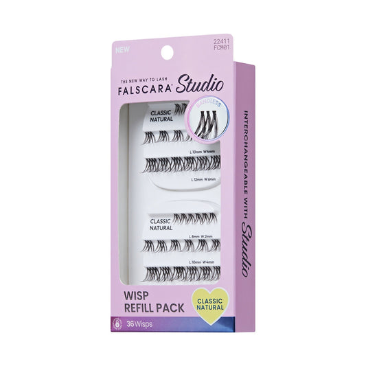 Falscara Studio Mini Refill Pack - Classic Natural | DIY False Lash Extensions, Cluster Lash, Wispy Lashes, 36 Wisps, 8mm-12mm