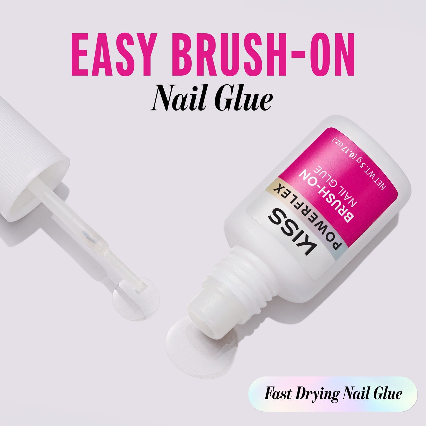Kiss PowerFlex Brush-On Fake Nail Glue - 0.17 oz. | Nail Adhesive, Press-On Glue, Applies Like Polish, Lasting Wear