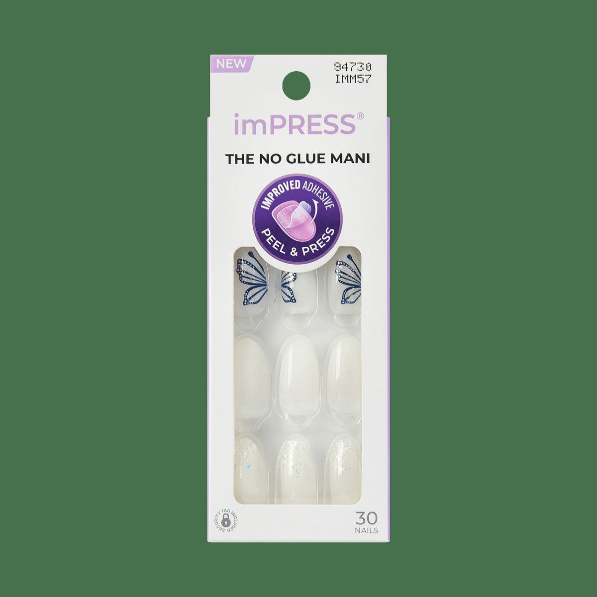 Impress Design No Glue Fake Press On Nails - Dazzle | Design, White, Medium, Almond, Manicure
