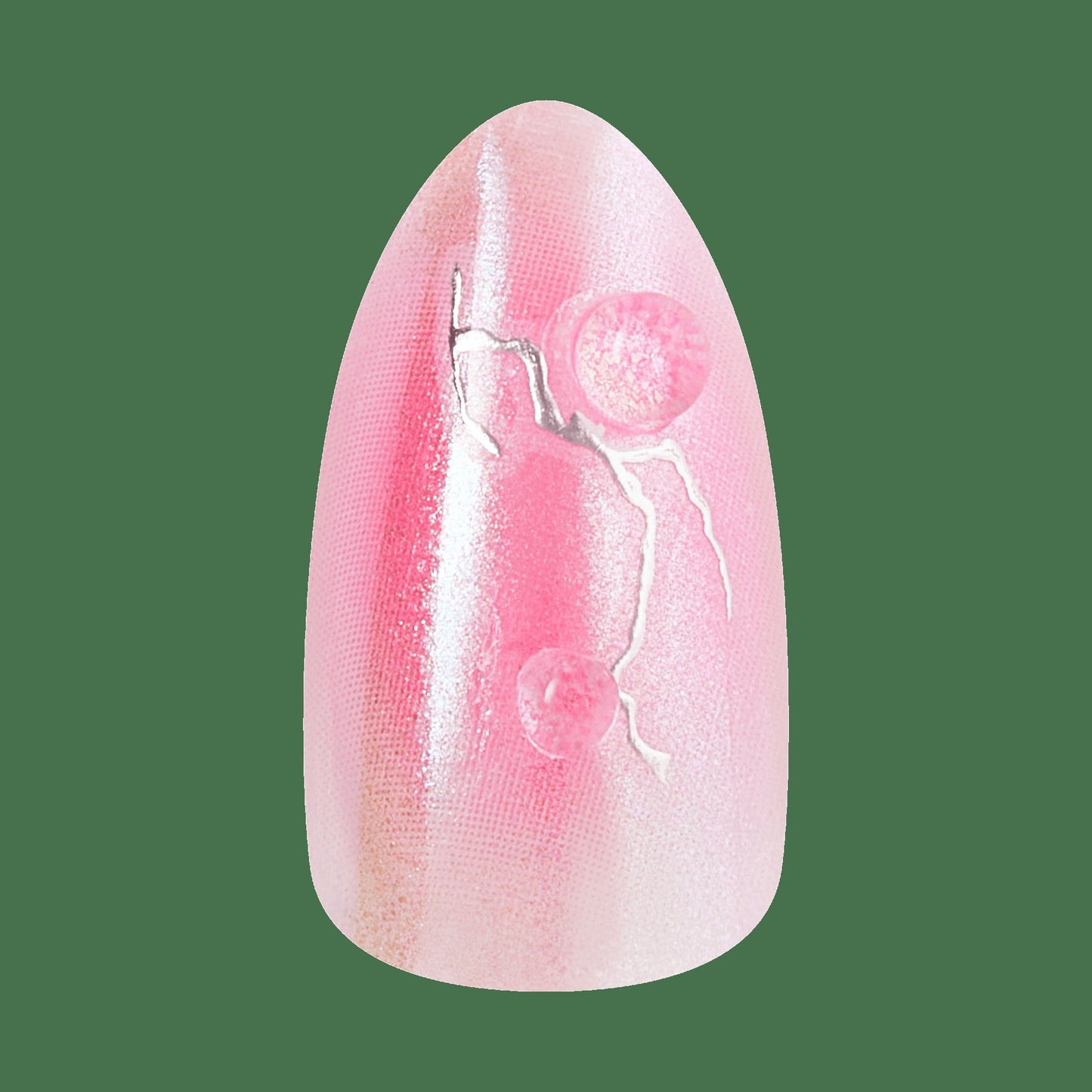 Kiss Nail Drip Press On Fake Glue Nails - Eternal Drift | 3D & Jewel Design, Pink, Medium, Almond