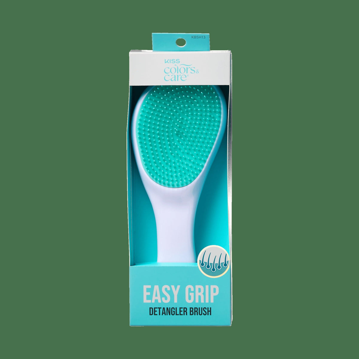 Kiss Colors & Care Easy Grip Detangler Brush | Non-Slip