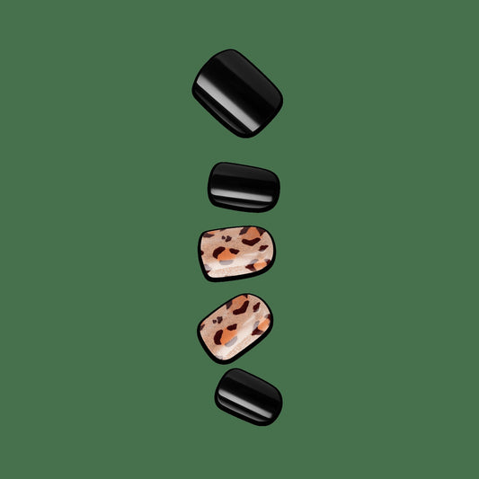 Impress Design No Glue Fake Press On Nails - Romantique | Design, Black, Short, Squoval, Manicure