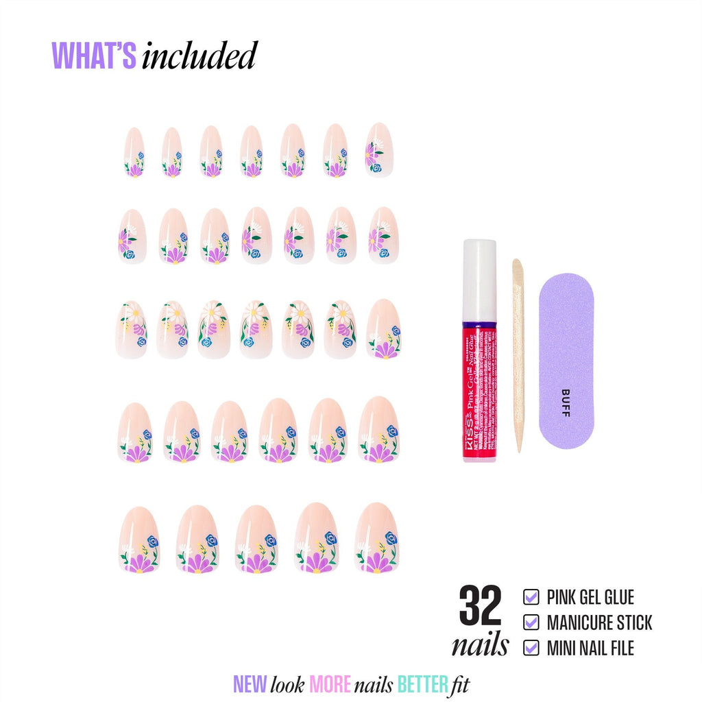 Kiss Core Design Press On Fake Glue Nails - Stay In Touch | Design, Multicolor, Medium, Almond
