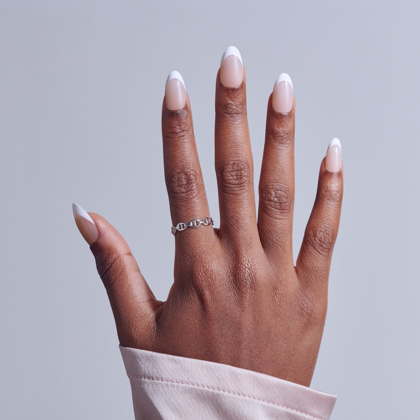 Kiss Core French Press On Fake Glue Nails - Curiosity | French Tips, White, Medium, Almond