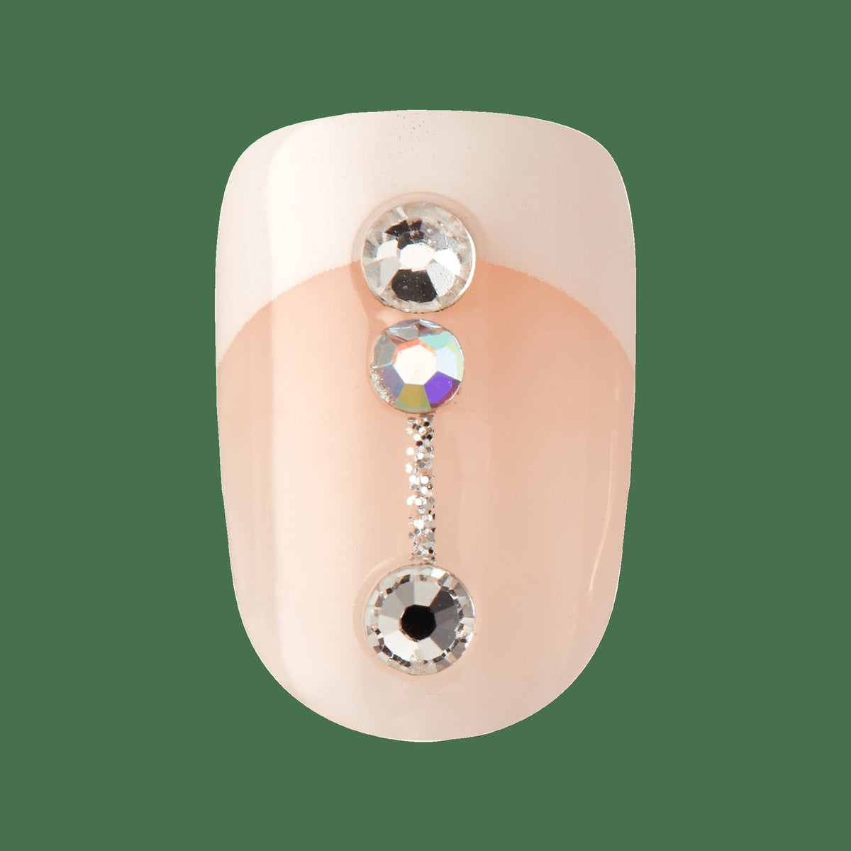 Impress Design No Glue Fake Press On Nails - Falling | 3D & Jewel French, White, Short, Squoval, Manicure
